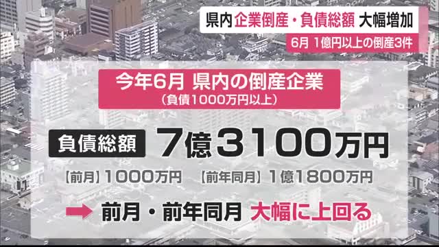 6月の県内企業倒産件数・負債総額大幅増【佐賀県】