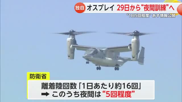 ≪独自≫オスプレイ 29日から“夜間の飛行訓練” 午後5時～午後10時に“1日約5回”【佐賀県】