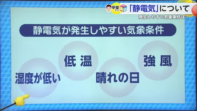 静電気が発生しやすい気象条件「湿度が低い・気温が低い・晴れの日・風が強い日」【佐賀県】