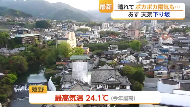 きょう嬉野市で今年一番の暖かさ24.1℃ 日曜は「5月下旬並み」の陽気【佐賀県】